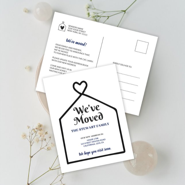 Postal Hogar Dulce Minimalista Nos hemos mudado Nueva Dir (Modern Sweet Home We've Moved New Address Postcard)