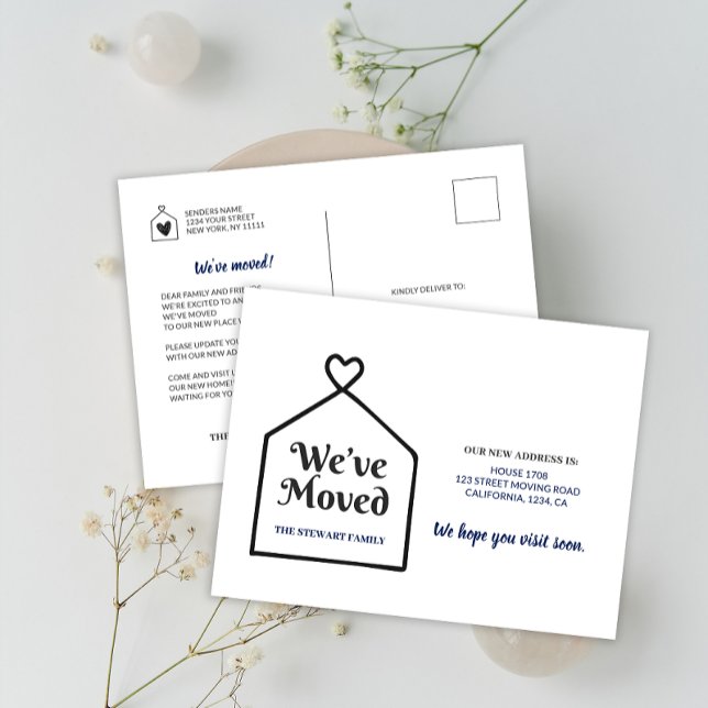 Postal Hogar dulce moderno Hemos mudado nueva dirección (Modern Sweet Home We've Moved New Address Postcard)