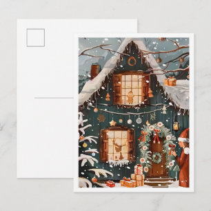 Postal Hogar Navideño Feliz Vintage