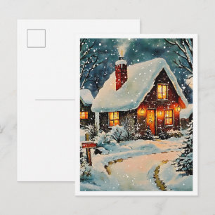 Postal Hogar Navideño Vintage Nostálgico