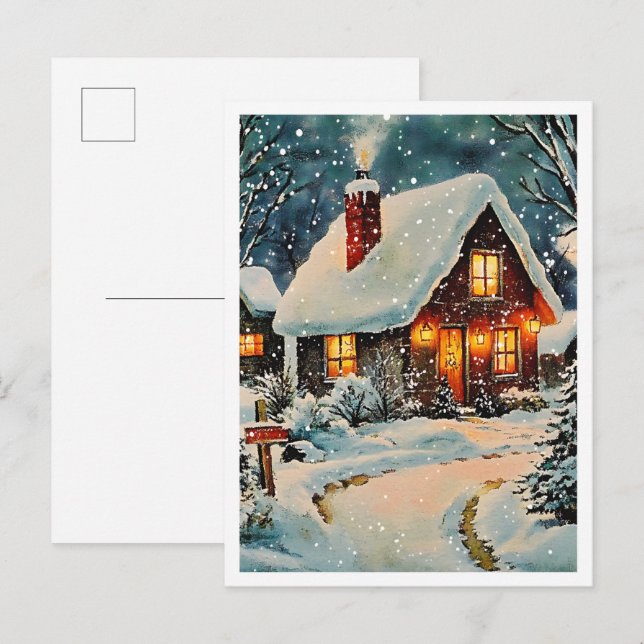 Postal Hogar Navideño Vintage Nostálgico (Anverso / Reverso)