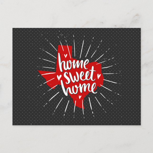 Postal Hogar rojo y negro de Raider, hogar dulce - Texas (Anverso)