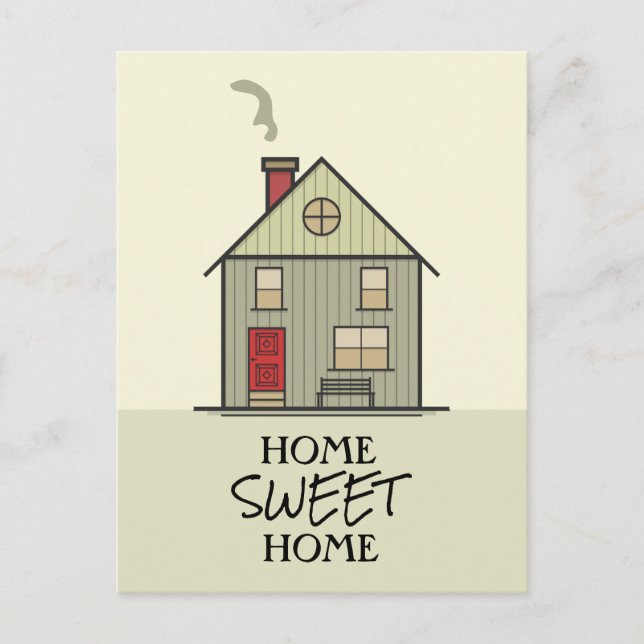 Postal Hogar Sweet Home Cita Typography Cute House (Anverso)