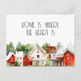 Postal Hogares en acuarela: Donde está el corazón está el