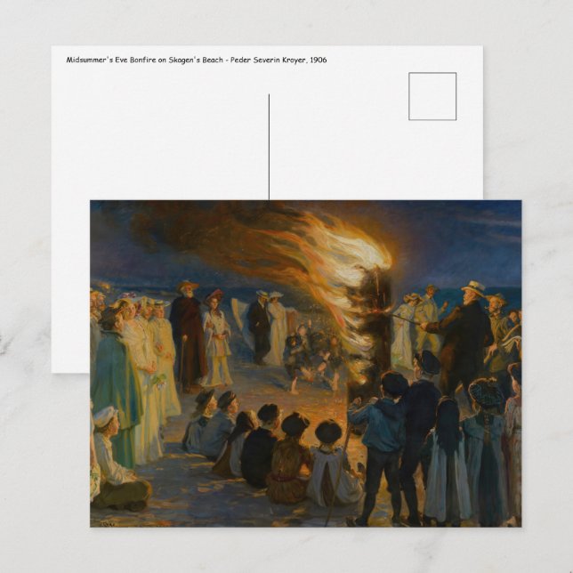 Postal Hoguera de la víspera de San Juan - Peder Severin  (Anverso / Reverso)