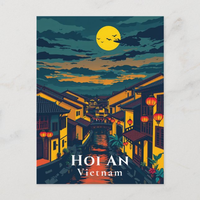 Postal Hoi An Vietnam Anciano Faroles Postcard (Anverso)