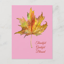 Postal Hoja de arce acuarela - Bienaventurada agradecida 