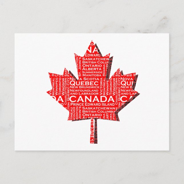 Postal Hoja de Arce Canadiense con Texto (Anverso)