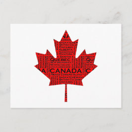 Postal Hoja de arce canadiense con texto
