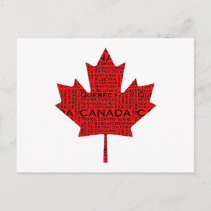 Postal Hoja de arce canadiense con texto