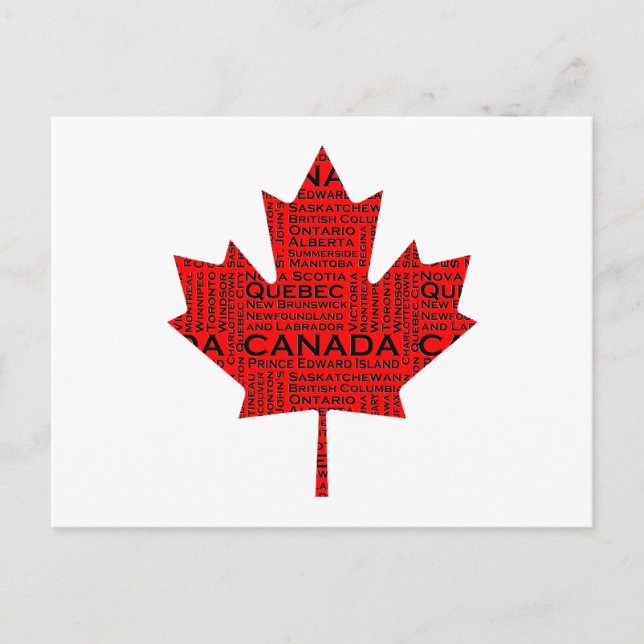 Postal Hoja de arce canadiense con texto (Anverso)