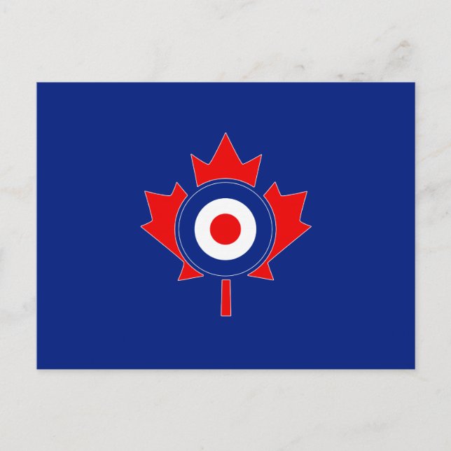 Postal Hoja de arce canadiense Roundel Mod en azul (Anverso)