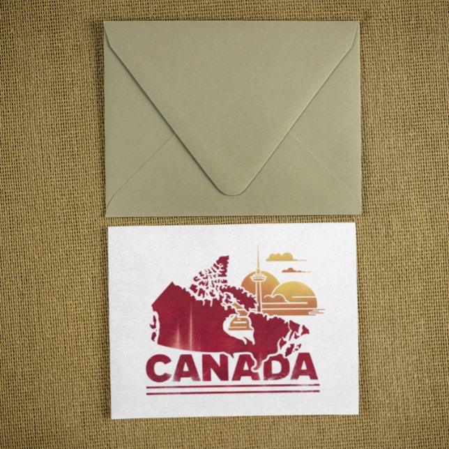 Postal Hoja de arce del mapa del país del Canadá rojo vin (Vintage Red Canada Country Map Maple Leaf Postcard)