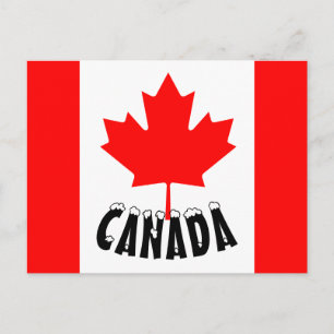 Postal Hoja de Arce Roja Brillante Bandera de Canadá