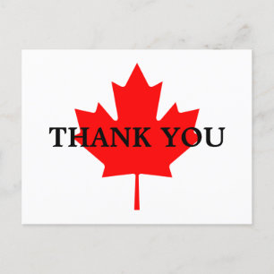 Postal Hoja de Arce Rojo Canadiense Gracias