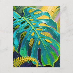 Postal Hoja de Monstera Selva Lluvia