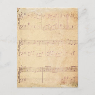 Postal Hoja de música rosa vintage