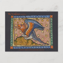 Postal Hoja de oro decorativa Dragon medieval CC0891