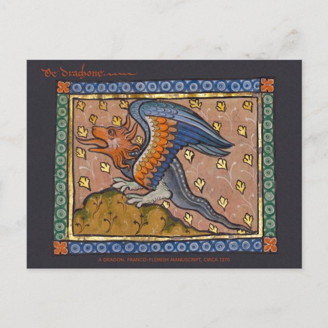Postal Hoja de oro decorativa Dragon medieval CC0891      (Anverso)