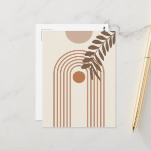 Postal Hoja de Palma de Arcoíris Sol, Arte Geométrico Abs