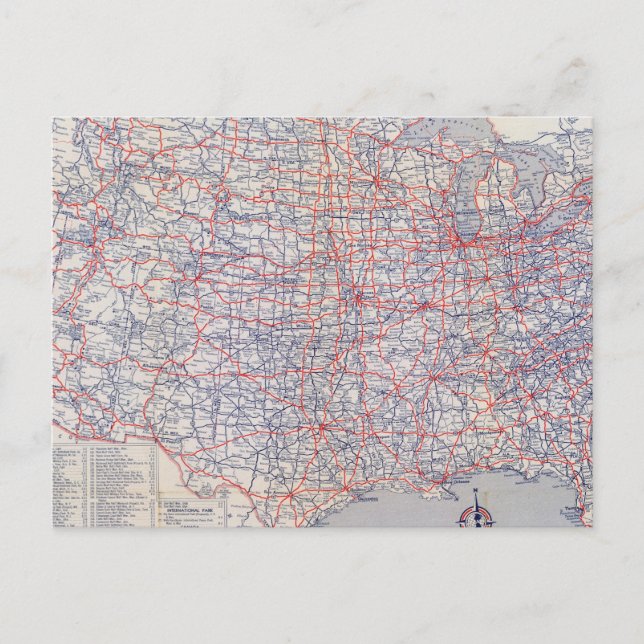 Postal Hoja de ruta de Estados Unidos (Anverso)