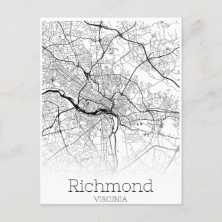 Postal Hoja de Ruta de la Ciudad de Richmond Virginia