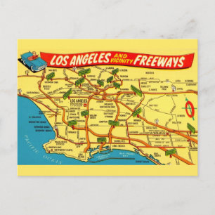 Postal Hoja de Ruta de Los Ángeles Calfornia