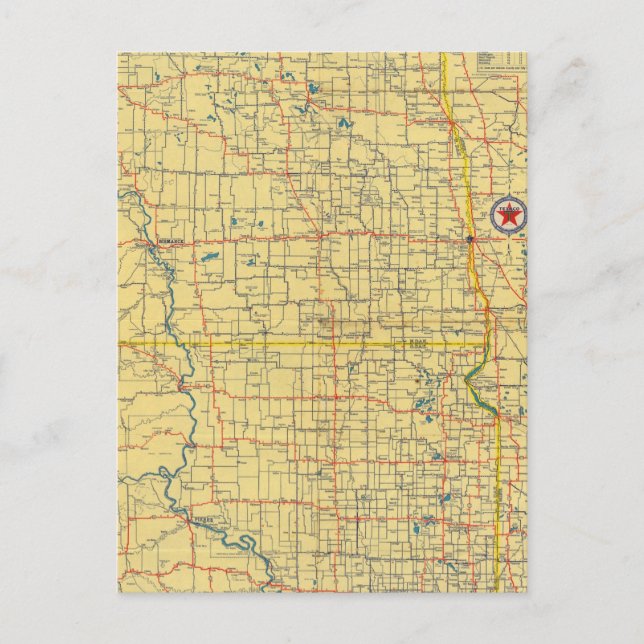 Postal Hoja de ruta N y S Dakota (Anverso)