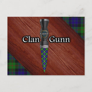Postal Hoja de Sgian Dubh de Tartán del Clan Gunn