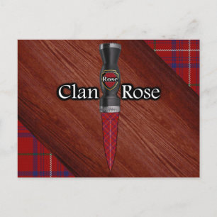 Postal Hoja de Sgian Dubh de Tartán del Clan Rose