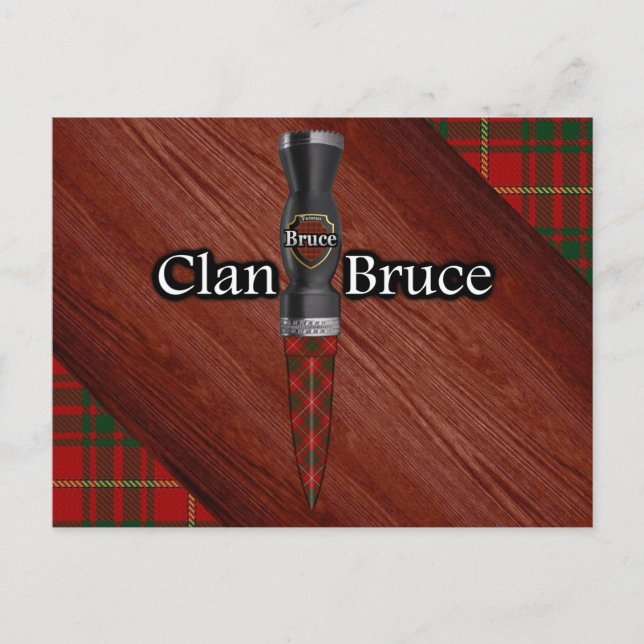 Postal Hoja de Sgian Dubh del Tartán del Clan Bruce (Anverso)