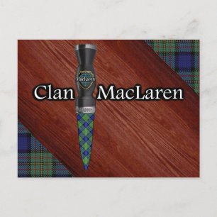 Postal Hoja de Sgian Dubh del Tartán del Clan MacLaren