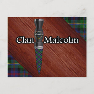 Postal Hoja de Sgian Dubh del Tartán del Clan Malcolm