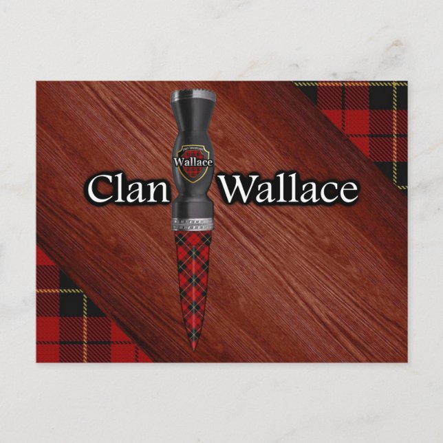 Postal Hoja de Sgian Dubh del Tartán del Clan Wallace (Anverso)