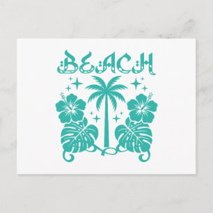 Postal Hoja Monstera Hibisco Palma Tropical Playa