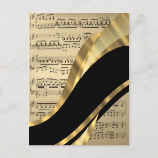 Postal Hoja musical elegante