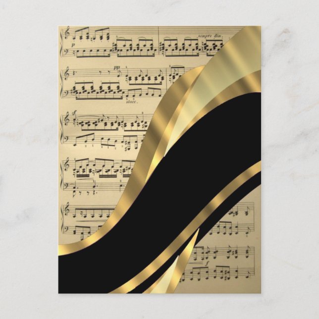 Postal Hoja musical elegante (Anverso)