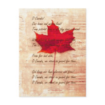 hoja roja canadiense de arce con himno nacional
