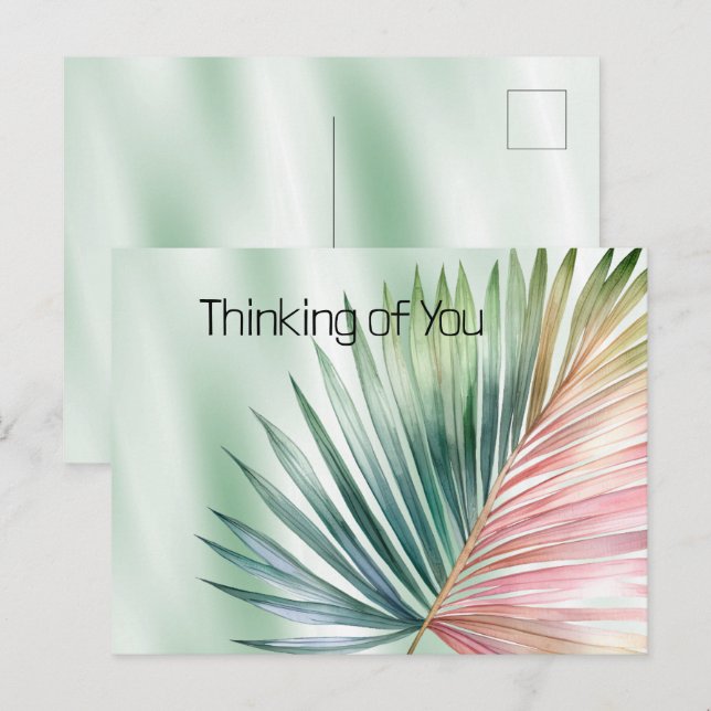 Postal Hoja verde rosa trópica mínima (Anverso / Reverso)