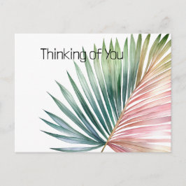 Postal Hoja verde rosada tropical