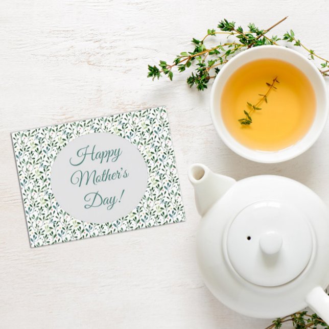 Postal Hojas acuarelas del patrón del día de la madre (Subido por el creador)