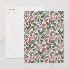 Postal Hojas Botánicas Verde Salvia Rubor Floral Suave