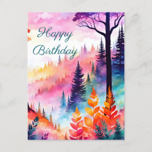 Postal Hojas Coloridas N Árboles del bosque en la Montaña