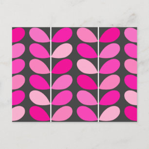 Postal Hojas danesas de mediados del siglo, rosa y gris d