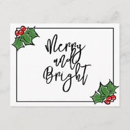 Postal Hojas de acebo, bayas de acebo, divertido patrón f