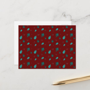 Postal Hojas de árbol evergreen y Berries Red Holly