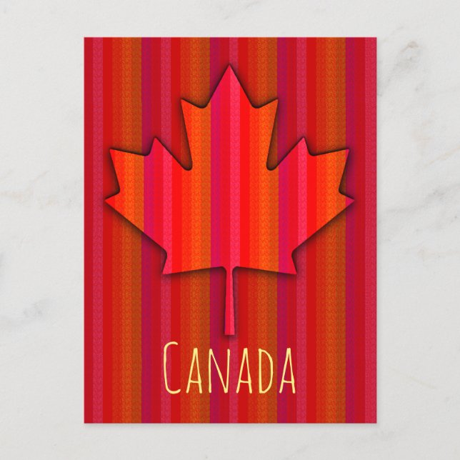 Postal Hojas de Arce de Canadá Textura Aspecto Rayas Delg (Anverso)