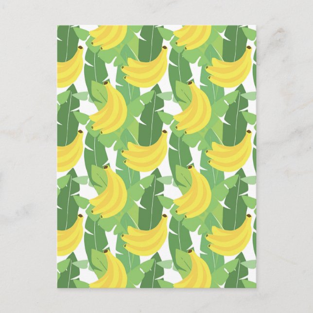 Postal Hojas De Banano Y Patrón De Frutas (Anverso)