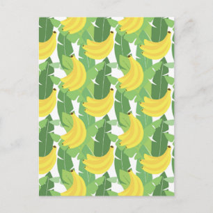 Postal Hojas De Banano Y Patrón De Frutas