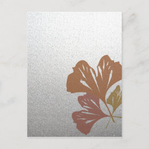 Postal Hojas de bronce del Ginkgo en el modelo de plata